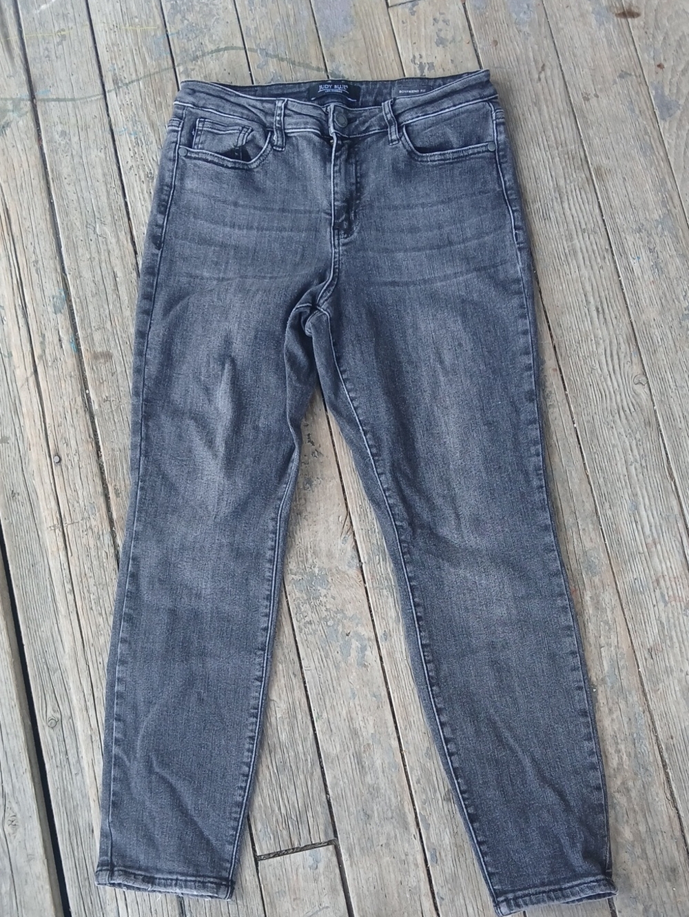 Judy Blue Mid-rise Boyfriend Carcoal/black Jeans
